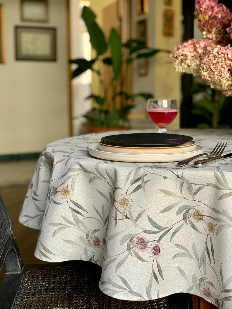 Round Tablecloth, Recycled Cotton, Printed Pipo Fresno Hortensias Home