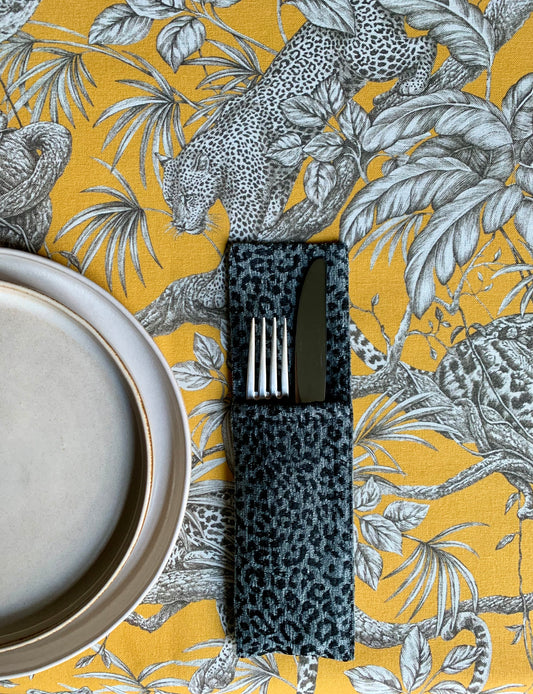 Cutlery Holder 7 x 25 cm of Chenille Jacquard | Jungle