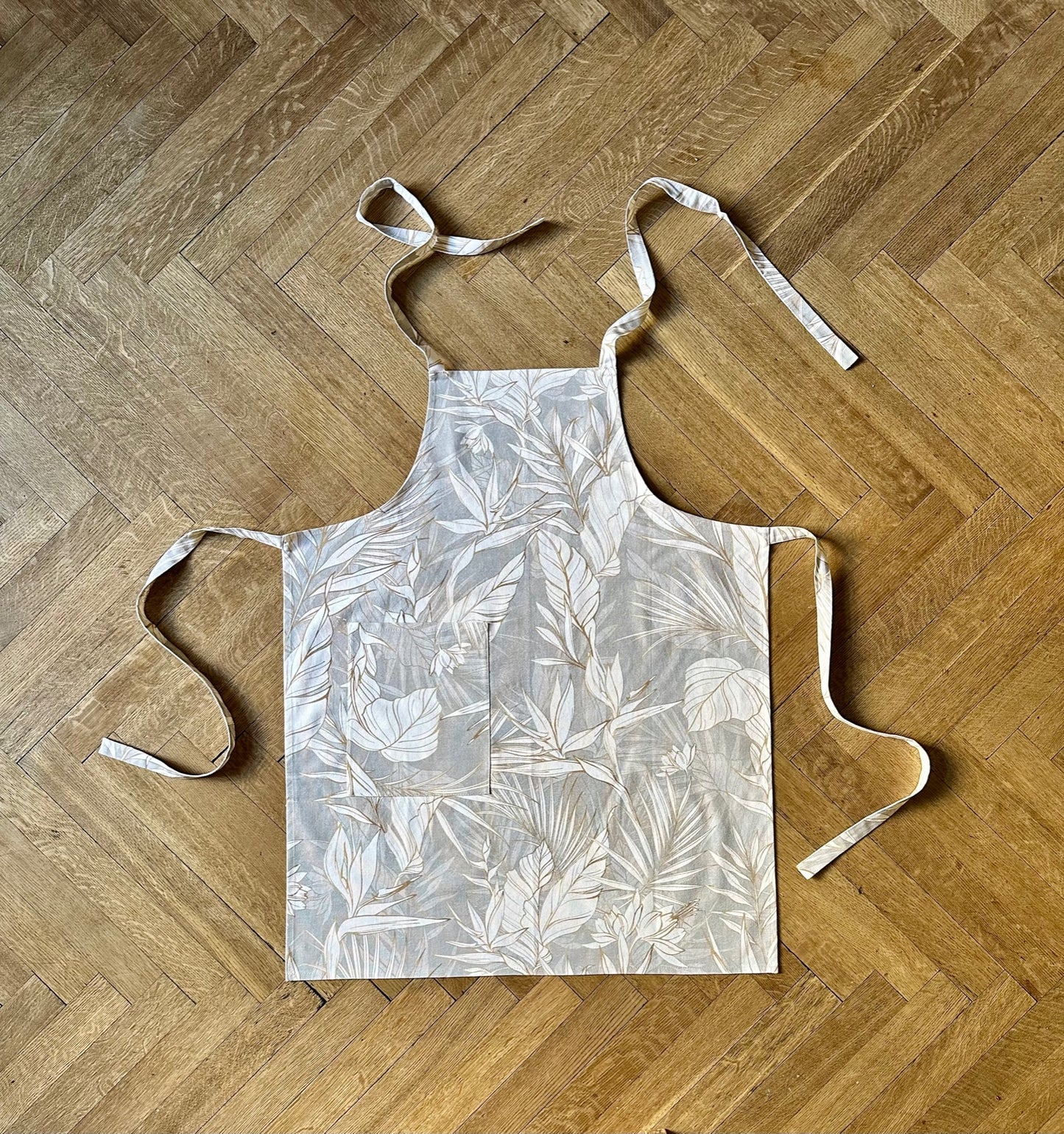 Ladies Apron Simple, S-L size, 100% cotton, printed | Tropic Grey