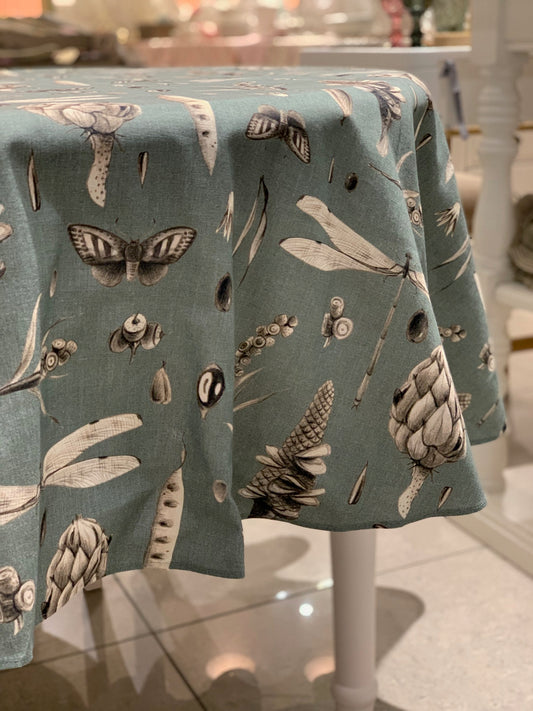 Round Tablecloth, 100% Cotton, Printed | Seeds Aqua