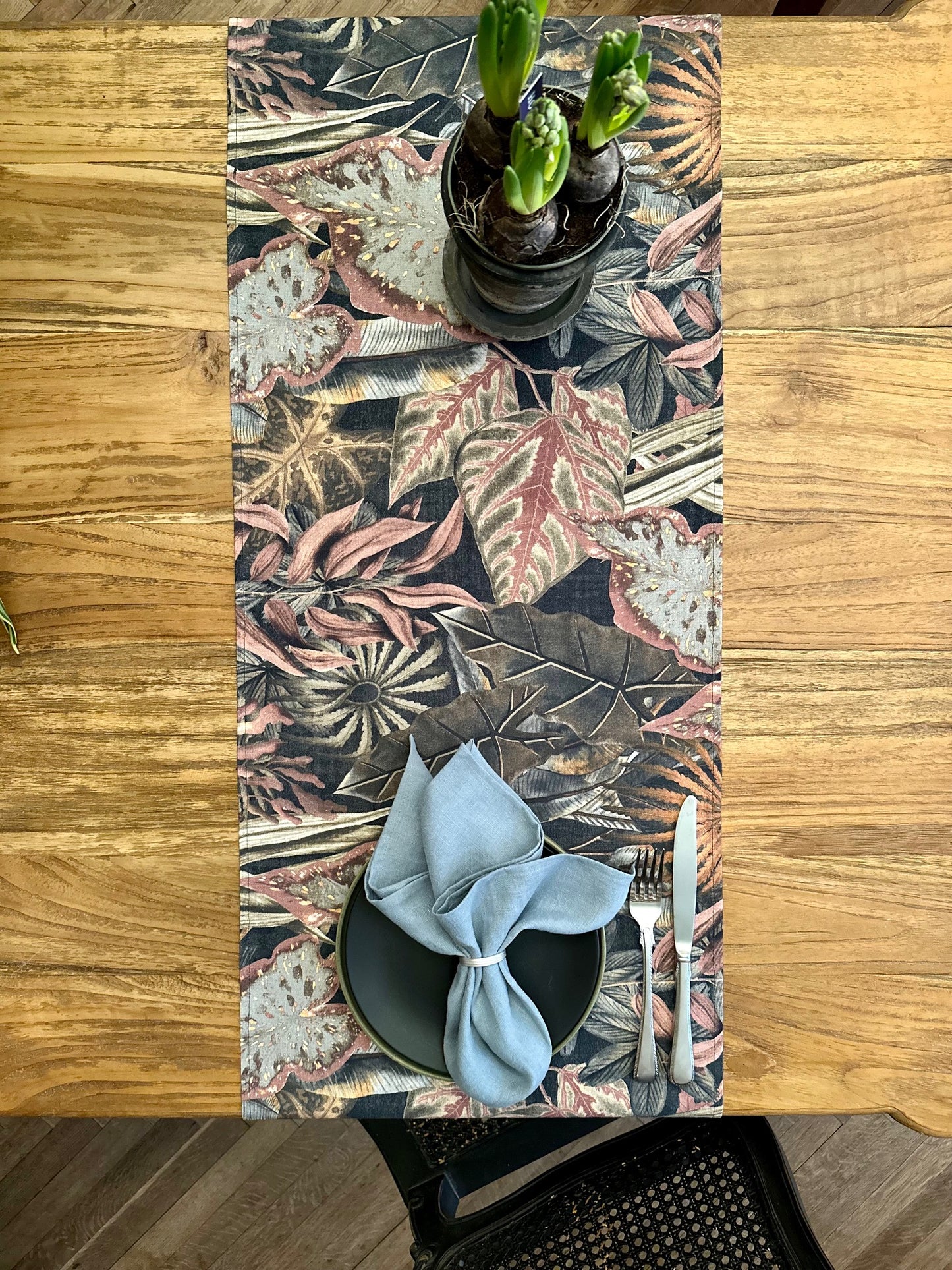 Table Runner, 100% Cotton, Printed | Night Jungle