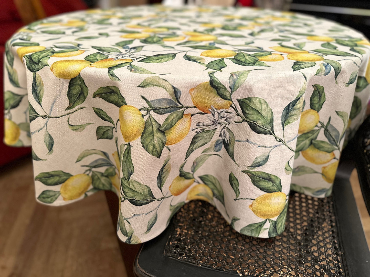 Round Tablecloth, linen-cotton mix, printed | Lemon Linen