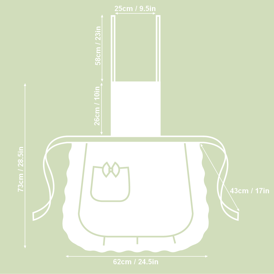 Ladies Apron with Ruffles, 100% Cotton, Printed | Pirode June